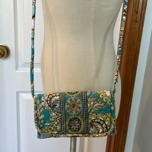 Vera Bradley Blue Green Paisley Crossbody Thin Straps Velcro